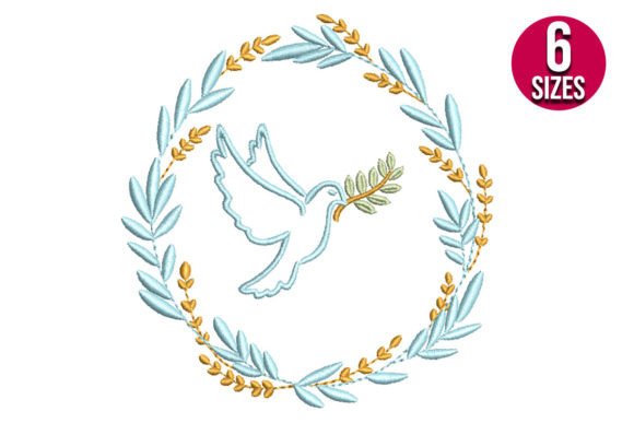 Dove with Leaf Wreath: A Graceful Embroidery Design for Small Business Branding