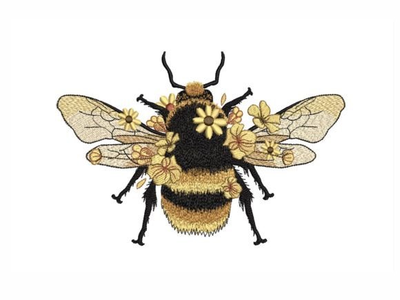 Floral Bumblebee: A Delightful Embroidery Design for Boutique Sweatshirts
