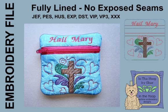 Hail Mary Mini Zipper Bag – A Graceful Embroidery Design for Sellers