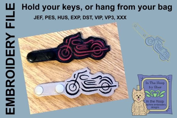 Motorcycle Key Fob: A Bold Embroidery Design for Seasonal Appeal