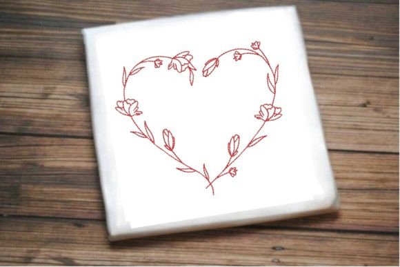 One-Line Heart Floral Border Embroidery Design Review