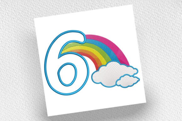 Rainbow Birthday Number Six: A Playful Embroidery Design for Real Projects