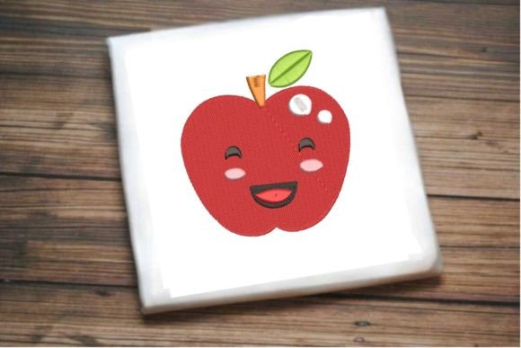 Smiling Red Apple: A Charming Machine Embroidery Design