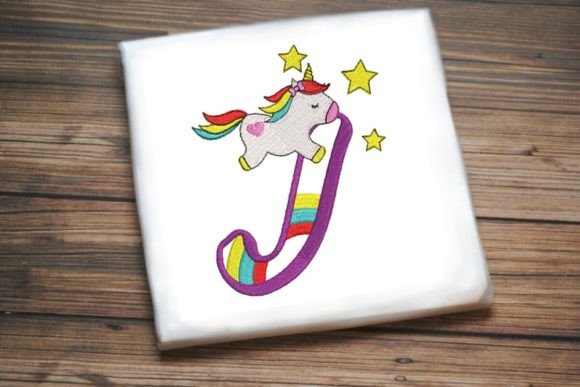 Unicorn Rainbow Letter J for Seasonal Embroidery Projects