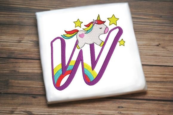 Unicorn Rainbow Letter W: A Magical Embroidery Design for Craft Fairs