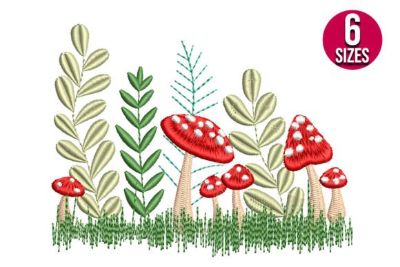 Wildflowers with Mushrooms: A Delightful Embroidery Design for Personalized Gifts